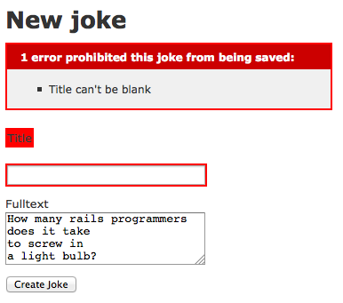 Error message caused by unfullfilled validation
